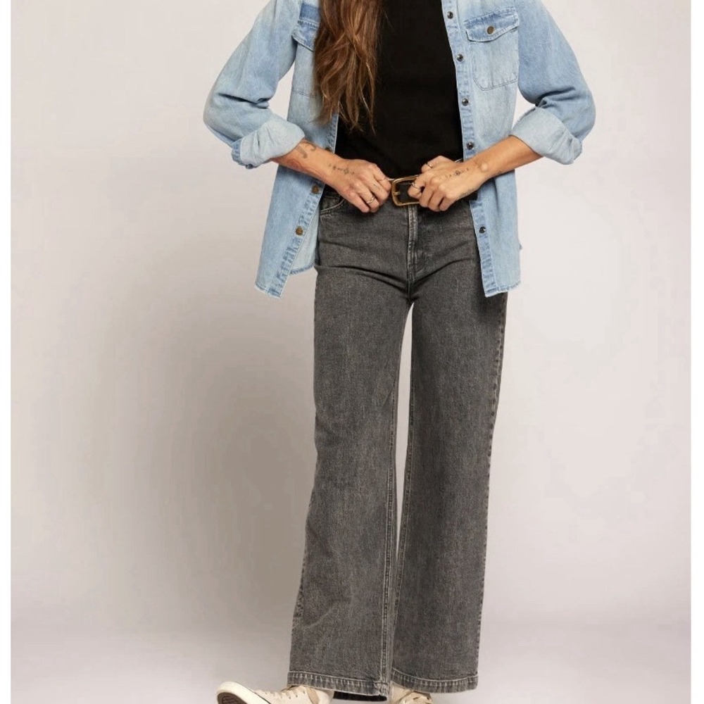 Current Elliott Wide Leg Jeans Women Size 26 High Waist Navigator Mercury Wash